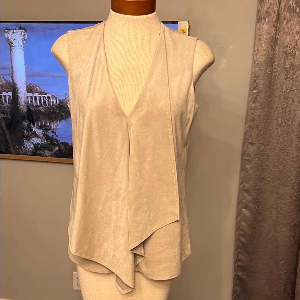 Sleeveless faux suede Beige Women's Top